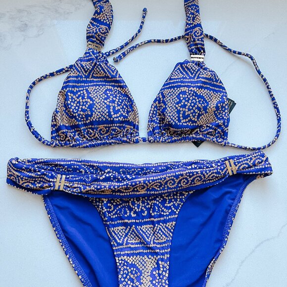 NWOT Vix Paula Hermanny Bia Halter Bikini with gold hardware size small - Picture 1 of 4